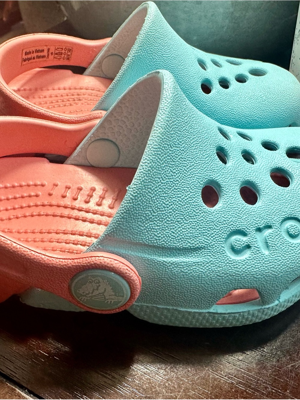 CROCS Kids Electro Two-Tone Aqua and Coral Clog